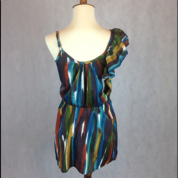 Multicolored One Side Ruffle Dress - Picture 3 of 3